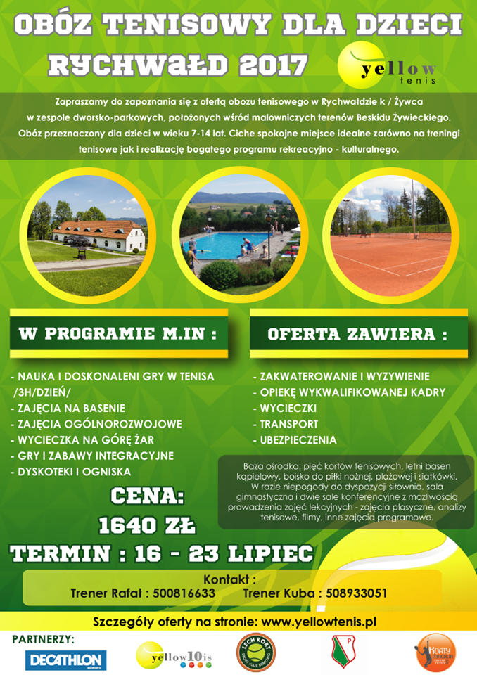 Oboz tenisowy dla dzieci – Dwór Rychwałd 2017 r.