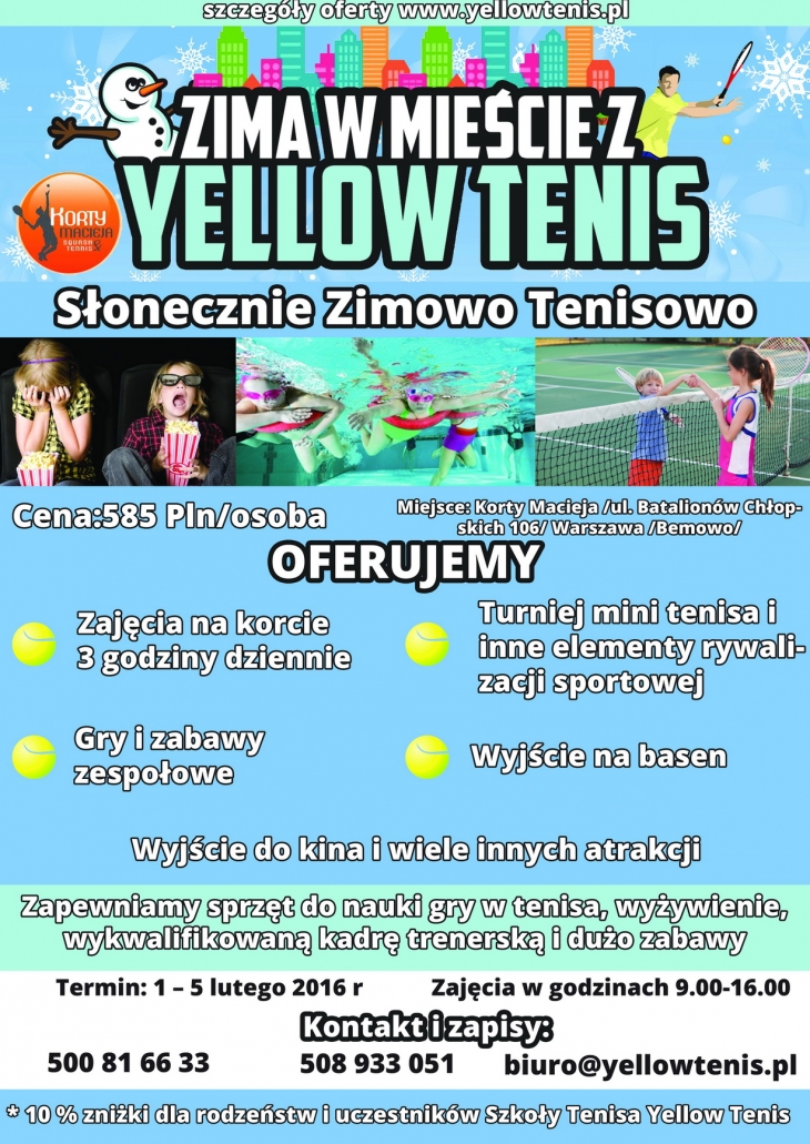 Zima w mieście – tenisowe półkolonie z Yellow Tenis